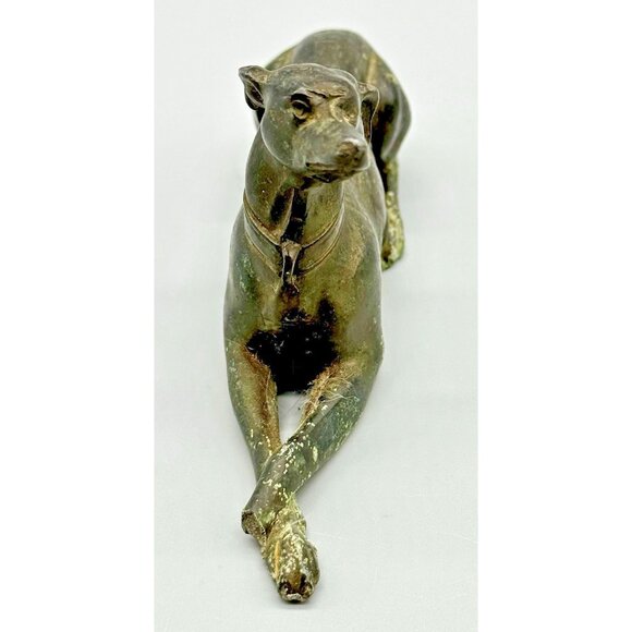 Antique Jennings Brothers Greyhound Whippet Dog Figurine Metal 5 inch - Picture 2 of 8
